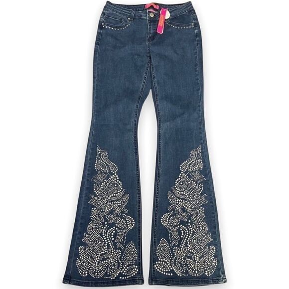 Studded Denim Flared Jeans  - Picture 1 of 15